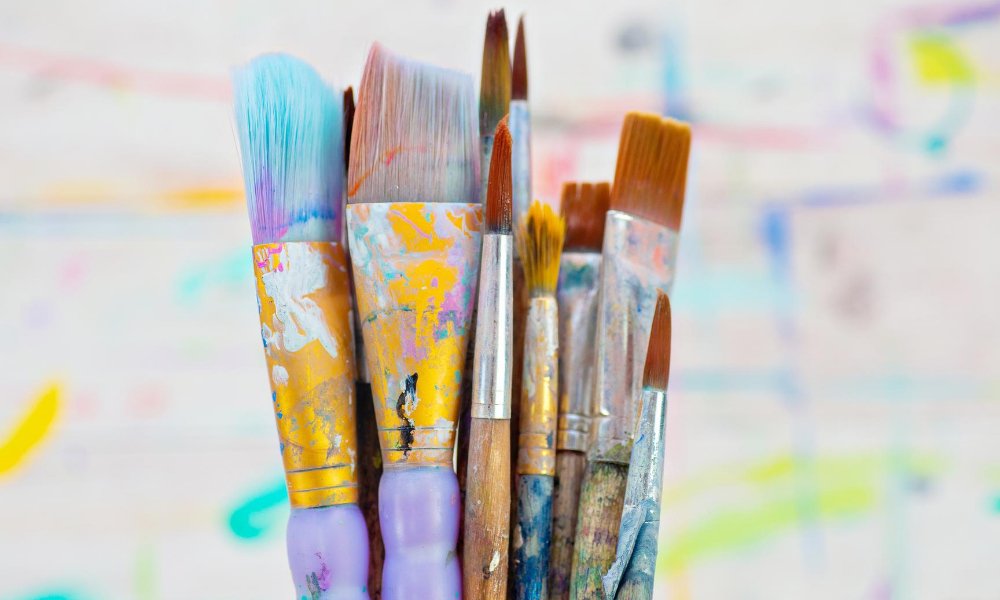 Dirty paint brushes