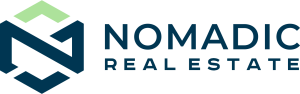 Nomadic Real Estate Logo with Blue Text
