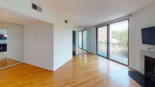 Accessibility features in a living room.